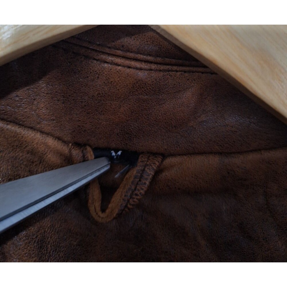 Rogue Leather Womens Genuine Leather Coat Sz M Brown Long Button Up Pockets Y2K - Picture 6 of 15